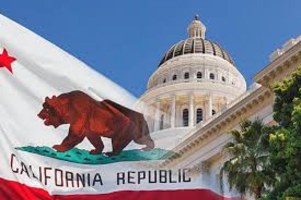 California Capitol Building with California Republic Flag