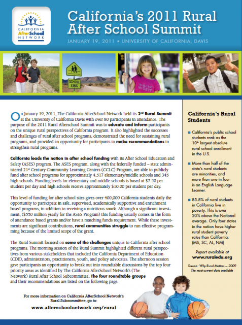 Image of California 's 2011 Rural After School Summit