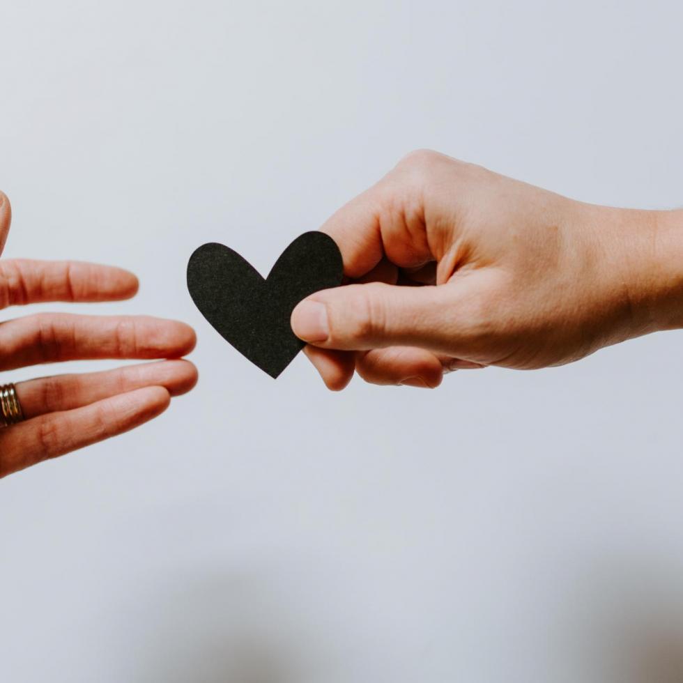Human hands holding a heart 