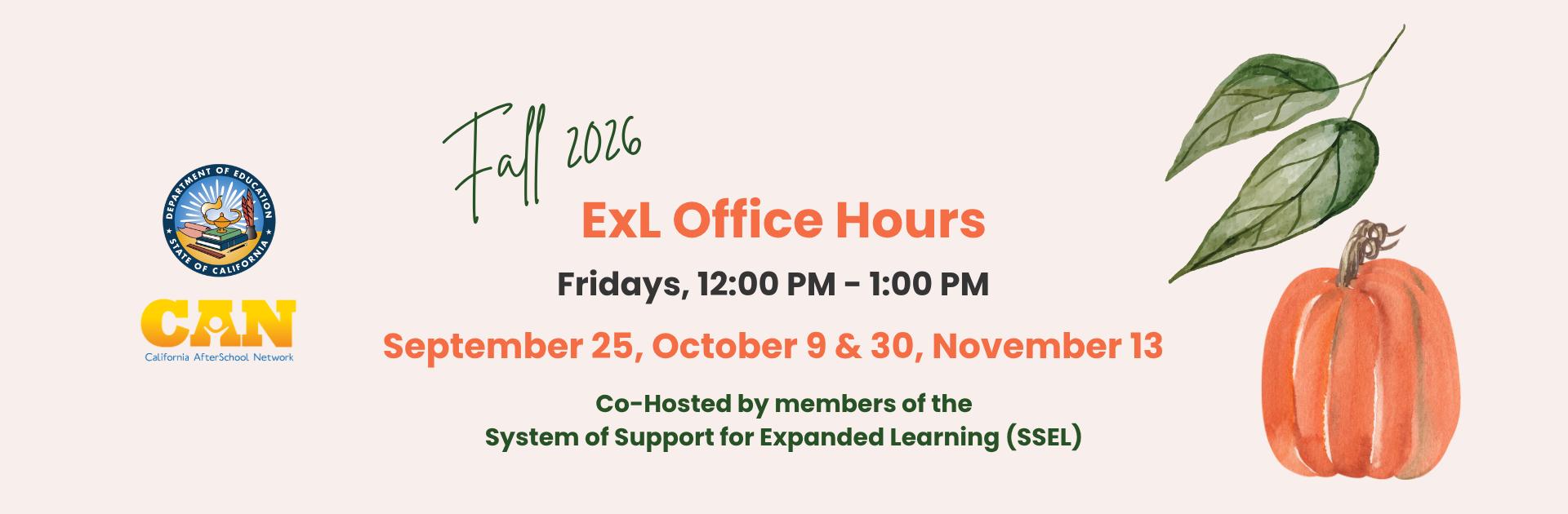 Fall 2026 ExL Office Hours promo