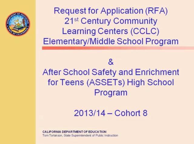 21st CCLC Webinar and Process for Submitting Questions