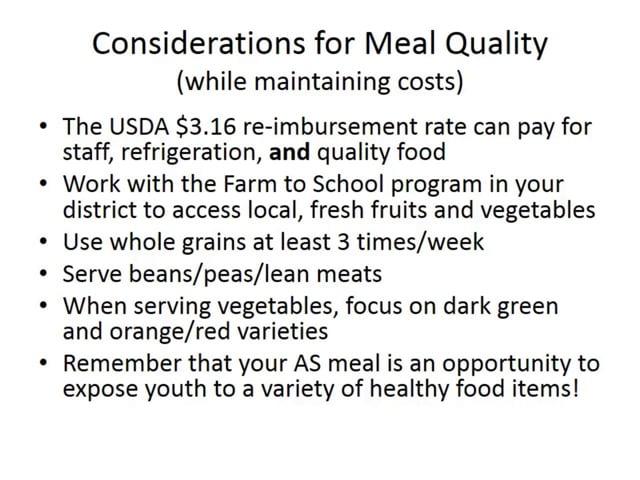 After School Meal Program (Child and Adult Care Food Program)