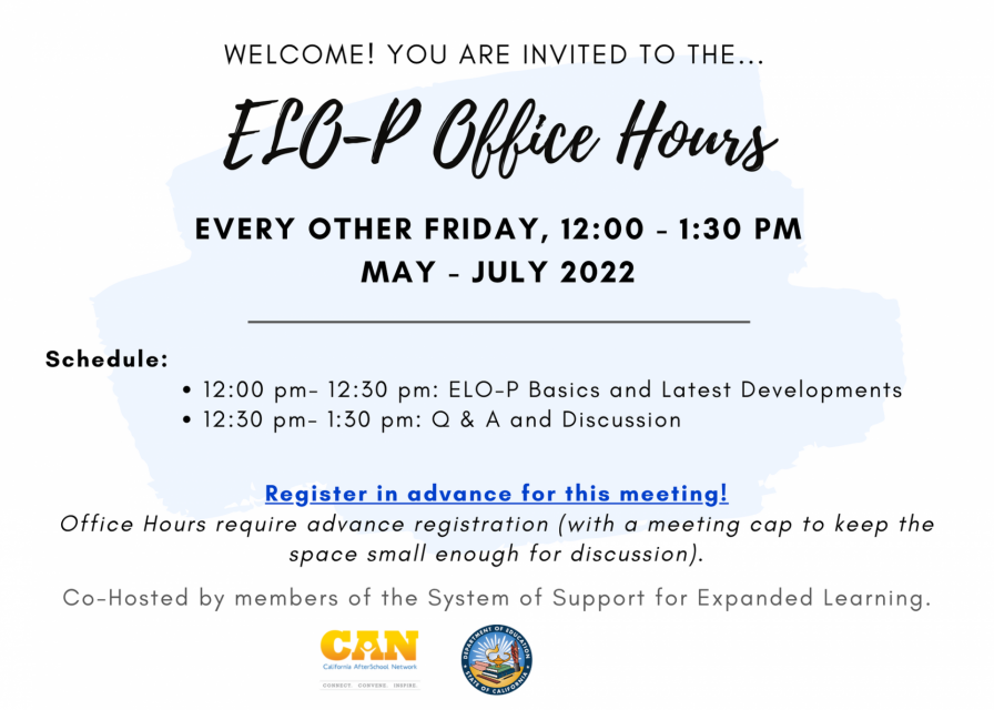 ELO-P Office Hours May-July 2022