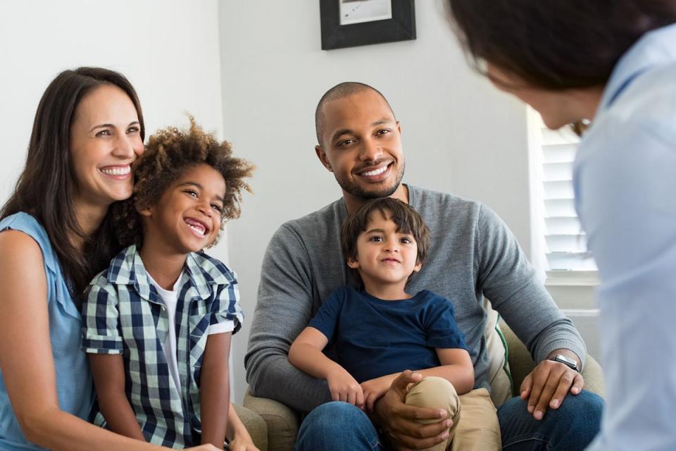 Family in a office