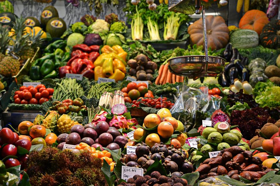 Grocery store full of fruits and vegetables