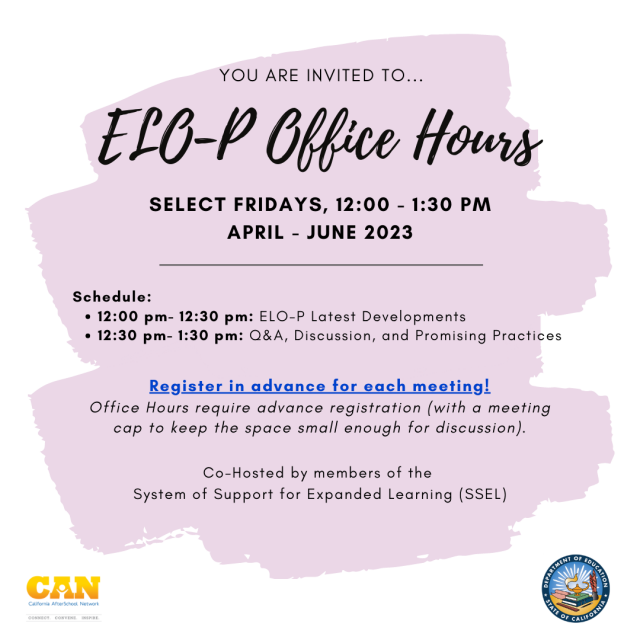 Spring 2023 ELO-P Office Hours 