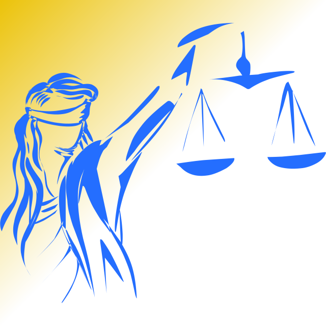 Sketch of justice woman with blind fold holding a justice scale