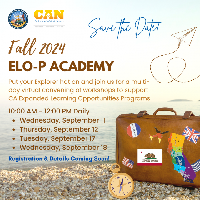 Save the Date promo for the Fall 2024 ELO-P Academy