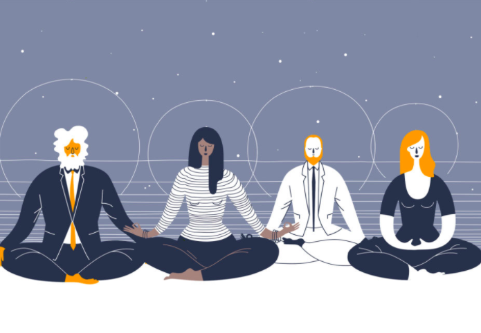 People sitting in meditation position