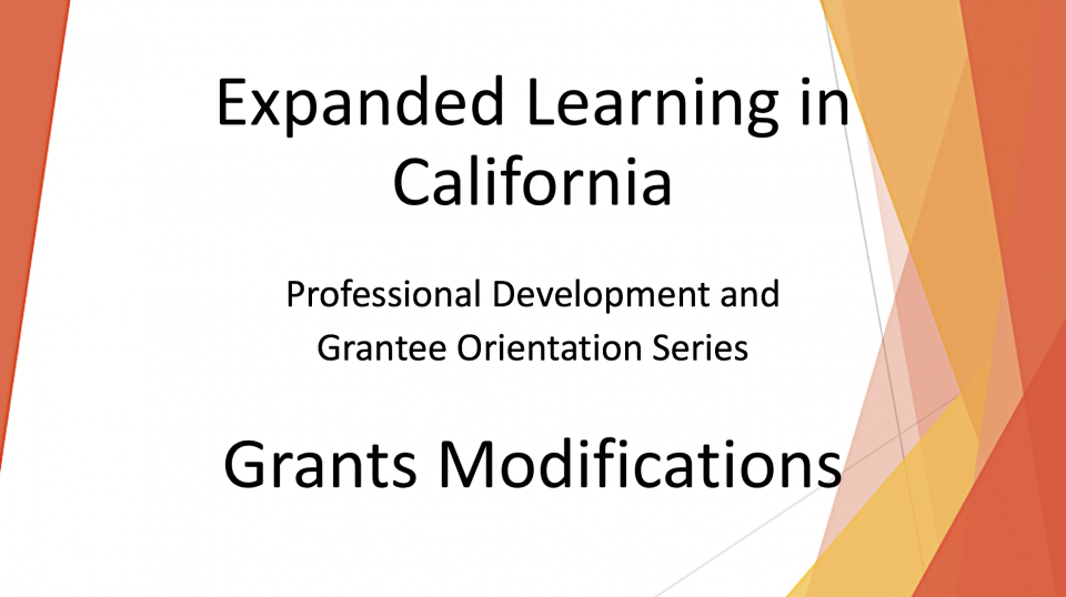 Introduction slide for Grant Modifications video