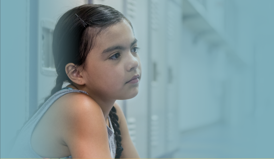 child by lockers