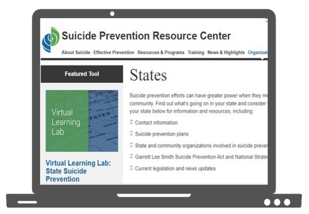 Photo of laptop showing suicide resource webpage