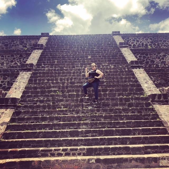 Melissa on the Pyramids in Tenochtitlan, Mexico. 