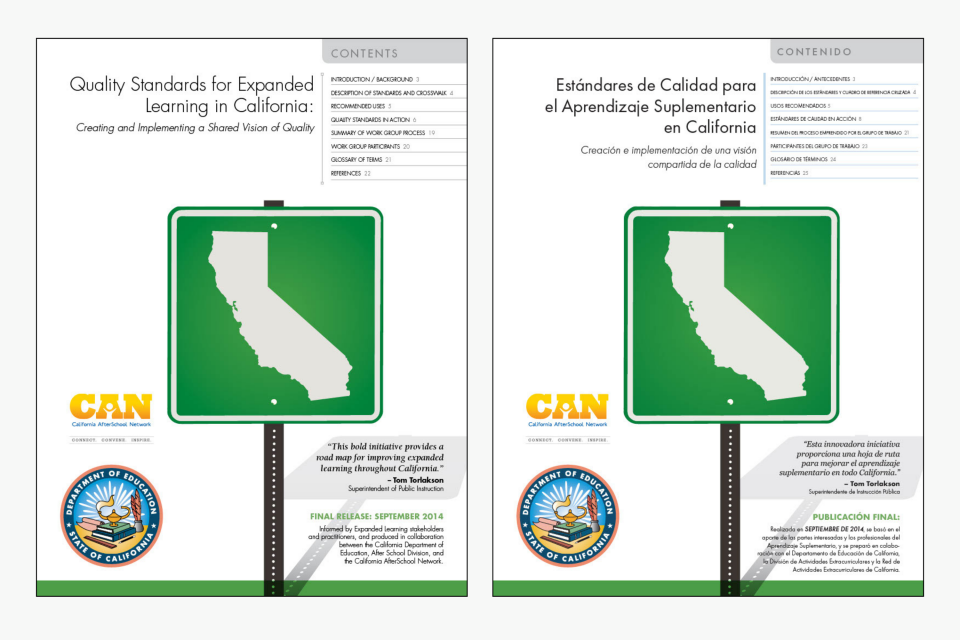 California Expanded Learning Quality Standards English and Spanish Covers