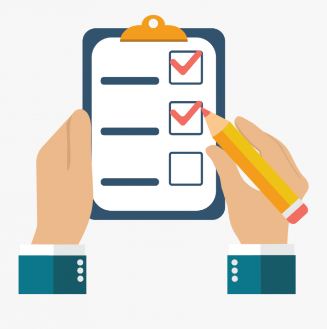 Hands holding checklist