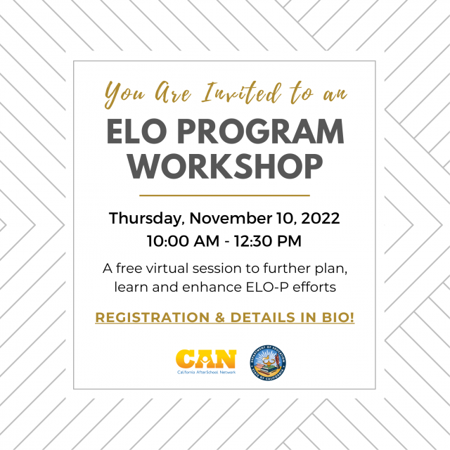 Save the Date flyer for the Fall ELO-P Event
