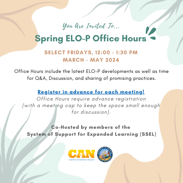 Spring 2024 ELO-P Office Hours Promo card