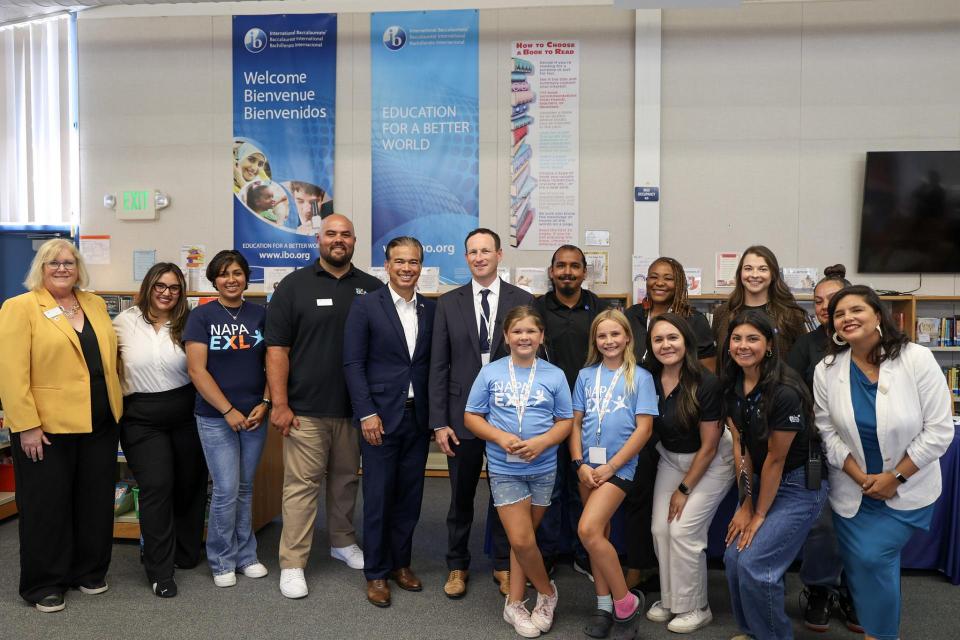 group photo with attorney general rob bonta, josh fryday, napa community, and CAN staff