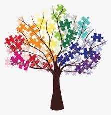 Autism Awareness image - tree with colorful puzzle pieces
