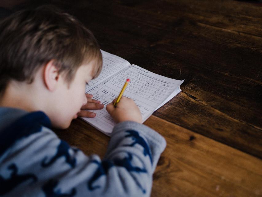 Student working on math homework