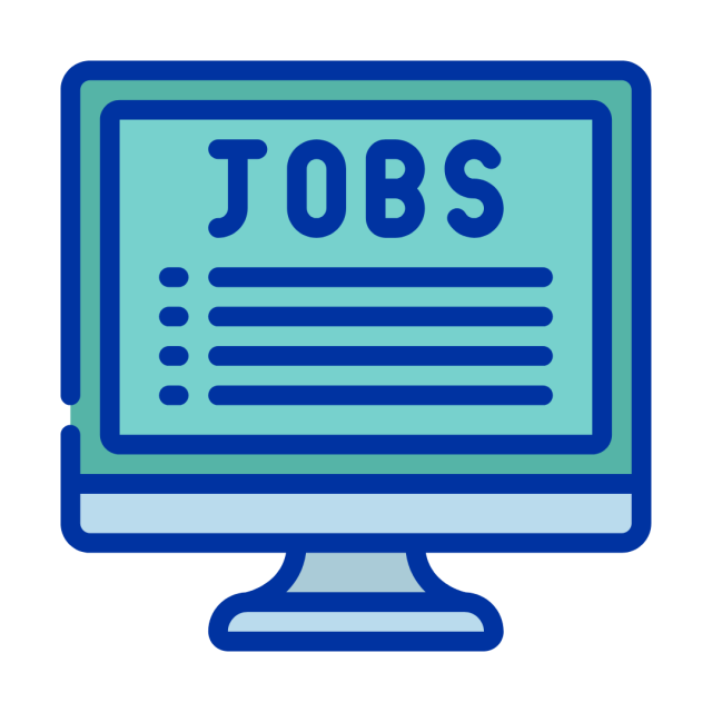 Cartoon computer with "jobs" written on top