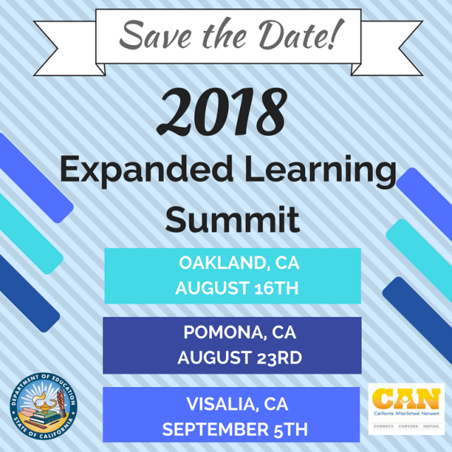 Save the Date! 2018 Expanded Learning Summit Flyer 