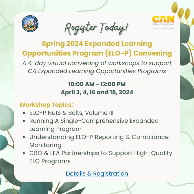 Spring 2024 ELO-P Academy invitation