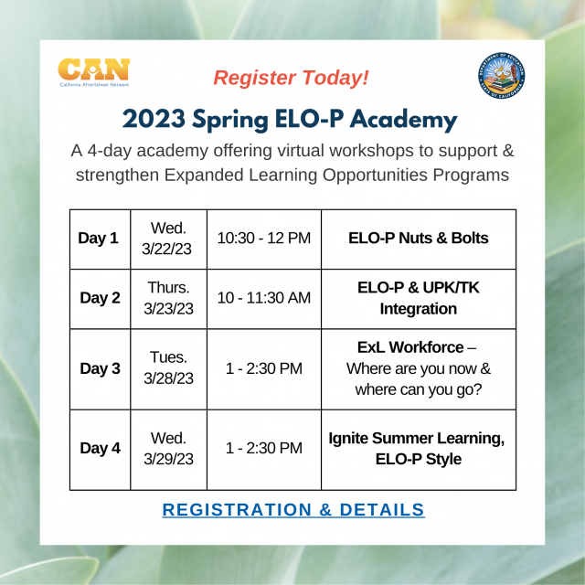 2023 Spring ELO Academy Flyer