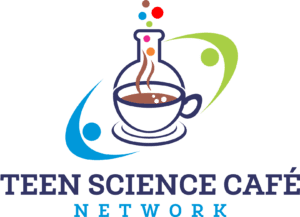 Teen Science Cafe network logo - beaker with a coffeecup