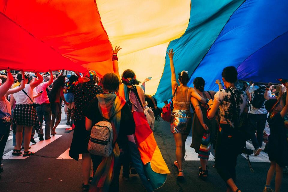 LGBT pride under a flag