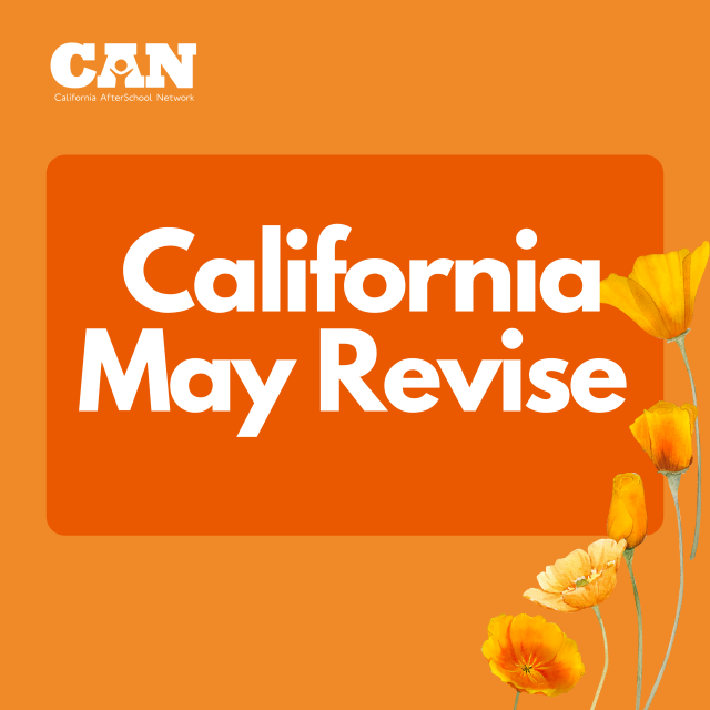 California May Revise graphic with poppy flowers and CAN logo