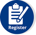 Clipboard icon with pencil with the word register.