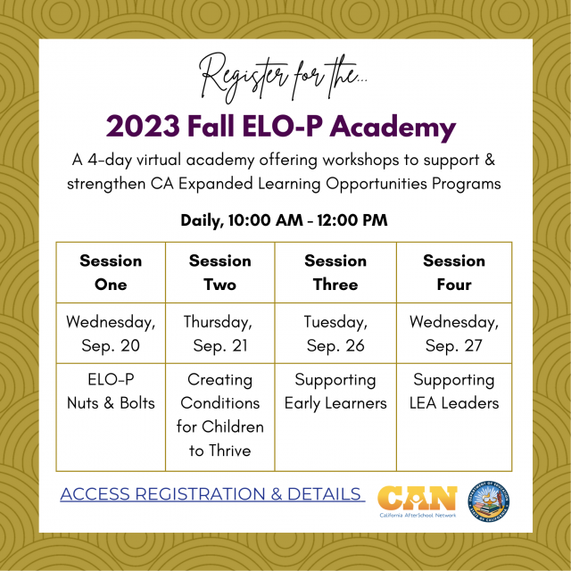 Promo Card for the 2023 Fall ELO-P Academy