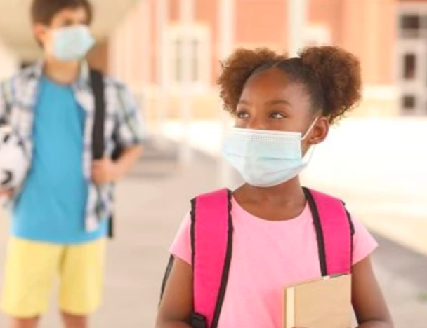 Child with face mask