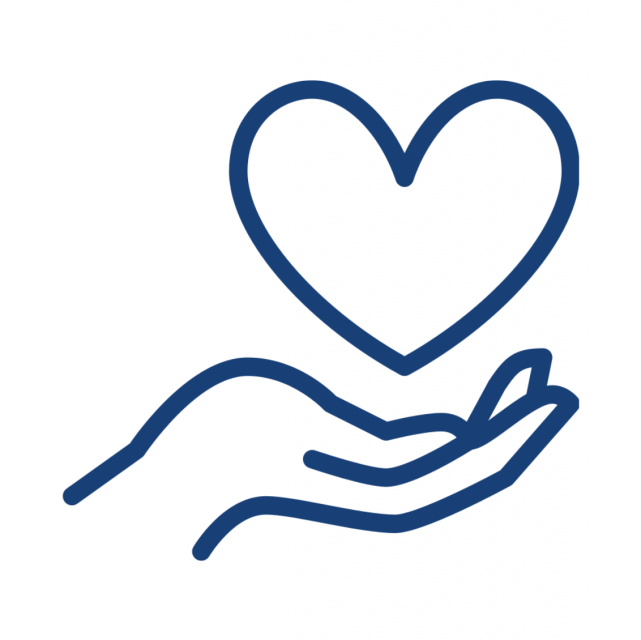 Hand holding heart graphic