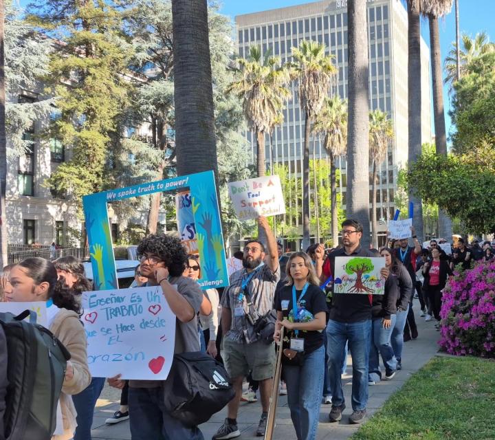 students marching for Afterschool and Summer Challenge