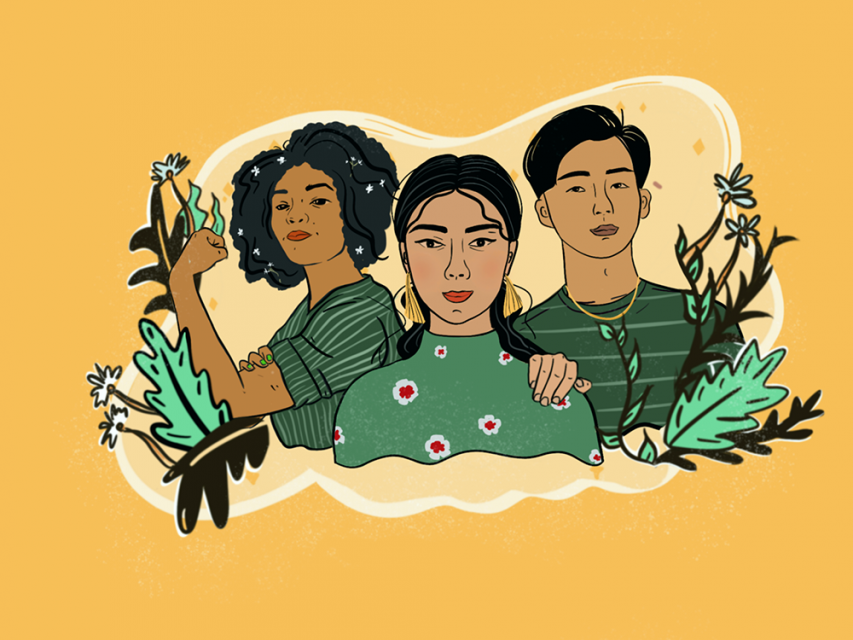 3 people in solidarity celebrating AAPI Aawareness